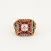 Ring 51 Art Deco Ring Cushion Cut Diamond Ruby 58 Facettes