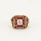 Bague 51 Bague Art Déco Diamant taille coussin Rubis 58 Facettes