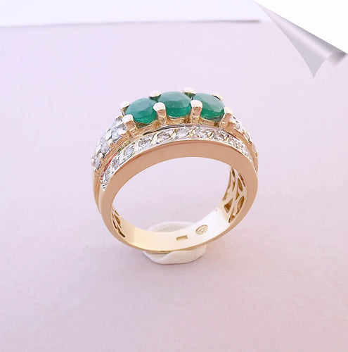 Bague 55 Bague Emeraudes, Diamants et Or 58 Facettes AA 1540