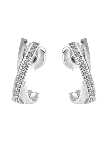 Boucles d'oreilles BOUCLES D'OREILLES OR BLANC PAVAGE DIAMANTS 58 Facettes