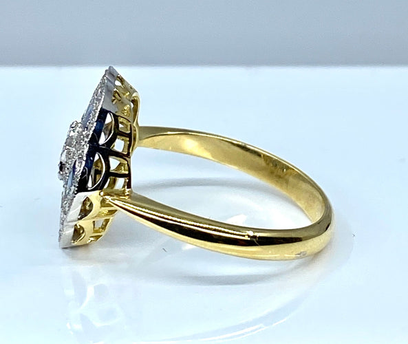 Bague 52 Bague Or jaune et Or blanc Saphirs et Diamants 58 Facettes AB219