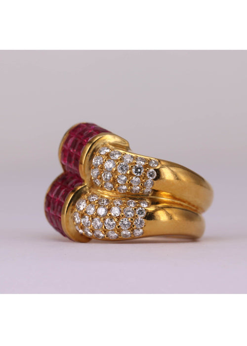 Bague Bague ondulée Or jaune Rubis et Diamants 58 Facettes RNG0016