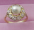 Bague 55 Vintage 14 karat Gold Cluster Ring, Pearl and old European cut Diamonds 58 Facettes