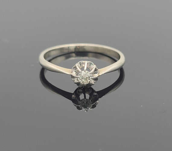 Bague 53 Bague vintage solitaire diamant or gris 18K 58 Facettes