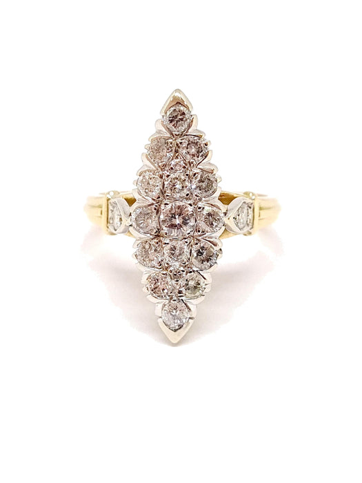 Bague 54 Bague marquise deux ors, diamants 58 Facettes 0050XC