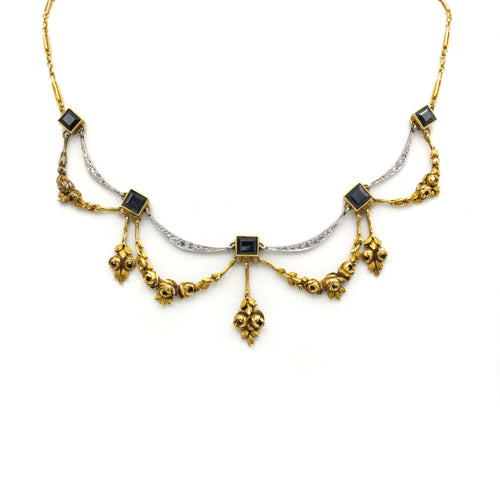 Collier Collier - Or, Platine, Diamants et saphirs 58 Facettes 230022R