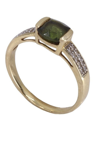 Bague 54 Bague Or jaune Péridot Diamants 58 Facettes 080161