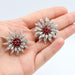 Brooch Pair of Burmese ruby ​​diamond flower brooches 58 Facettes