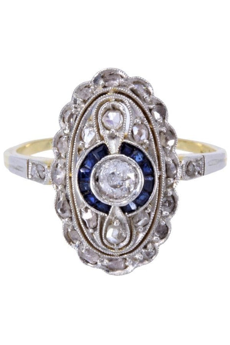 Bague MARQUISE ART-DÉCO SAPHIRS ET DIAMANTS 58 Facettes 067981