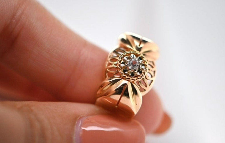 Bague 55.5 Bague Rétro Quartz Blanc Or Rose 58 Facettes