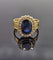 Bague 59 Bague vintage en or avec important saphir et diamants 58 Facettes