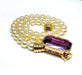 Necklace Necklace in yellow gold, amethyst, cultured pearls 58 Facettes