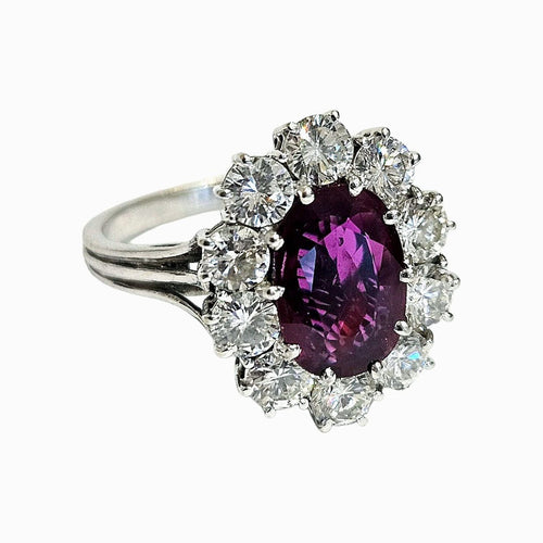 Bague 52.5 Bague marguerite Or blanc Rubis Diamants 58 Facettes 1-1550/1