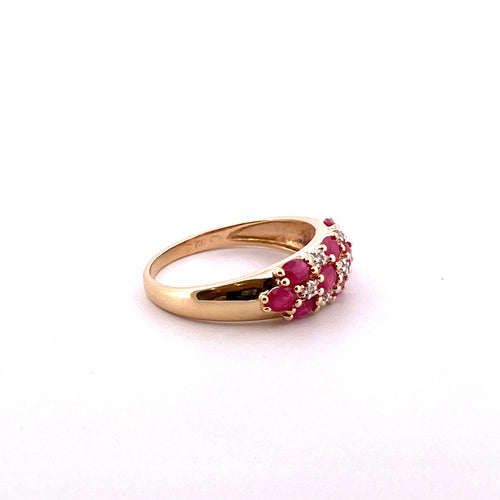Bague Bague en Or jaune rubis & diamants 58 Facettes