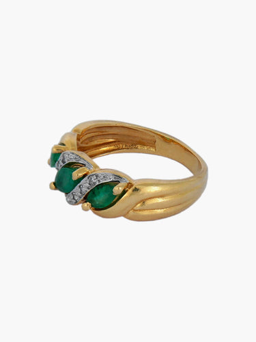 Bague or jaune et émeraudes 58 Facettes