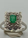 Ring Vintage ring White gold Emerald Diamonds 58 Facettes