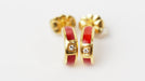 CLOZEAU Earrings - Gold Red Resin Diamond Earrings 58 Facettes Clozeau