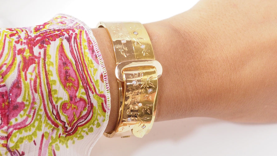 Bracelet Bracelet en Or rose et jaune, et Perles fines 58 Facettes 28869