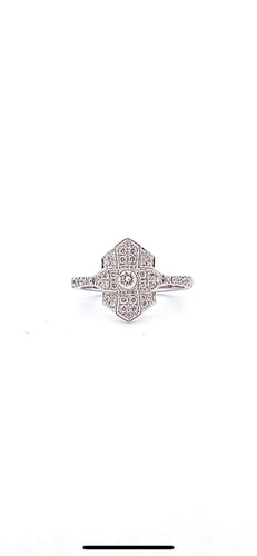Bague 52 Bague style art déco en or blanc 18 carats et diamants 58 Facettes