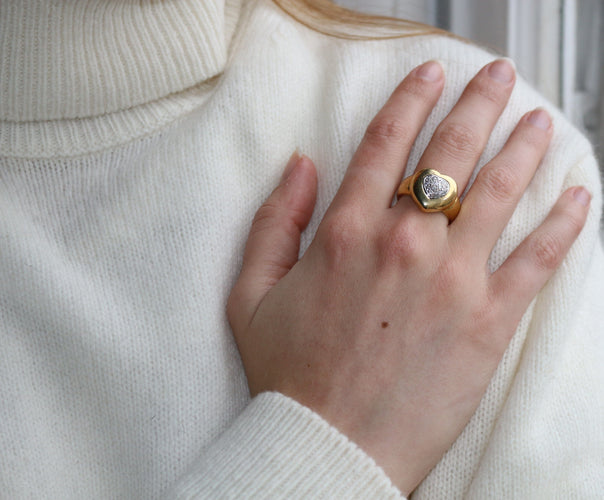 Bague Bague Coeur or et brillants 58 Facettes 372