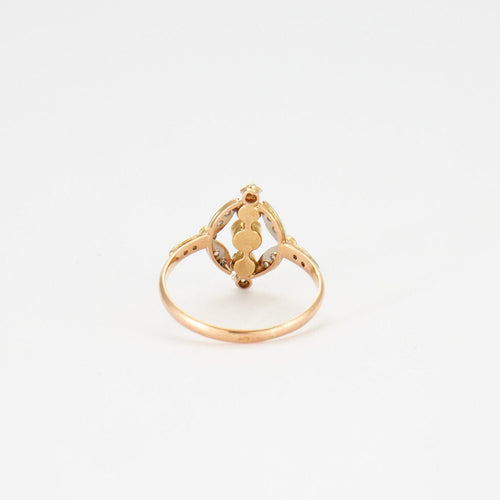 Bague 50 Bague en diamants, perles, pierre verte 58 Facettes