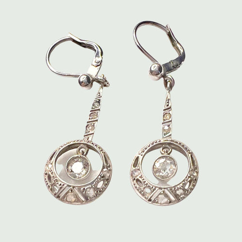 Boucles d'oreilles BOUCLES D'OREILLES ART NOUVEAU DIAMANTS 58 Facettes