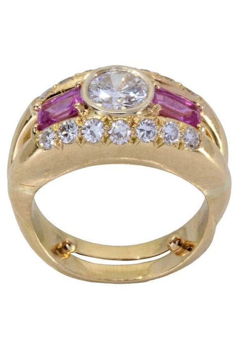 Bague BAGUE MODERNE DIAMANTS ET SAPHIRS ROSES 58 Facettes 057881