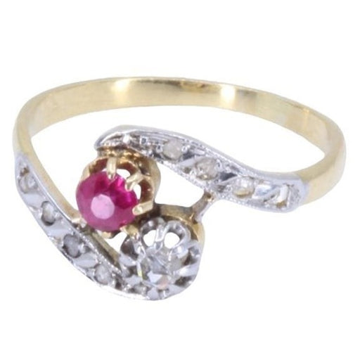 Ring 50 Ring “Toi & Moi” 2 Golds Ruby Diamonds 58 Facettes 082451
