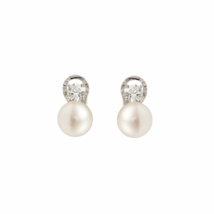 Boucles d'oreilles Clips d'Oreilles Perles 9mm Diamants Or Gris 58 Facettes BO227