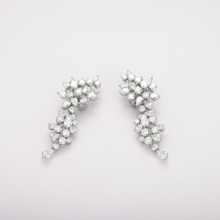Boucles d'oreilles Pendantes or blanc et diamants 58 Facettes
