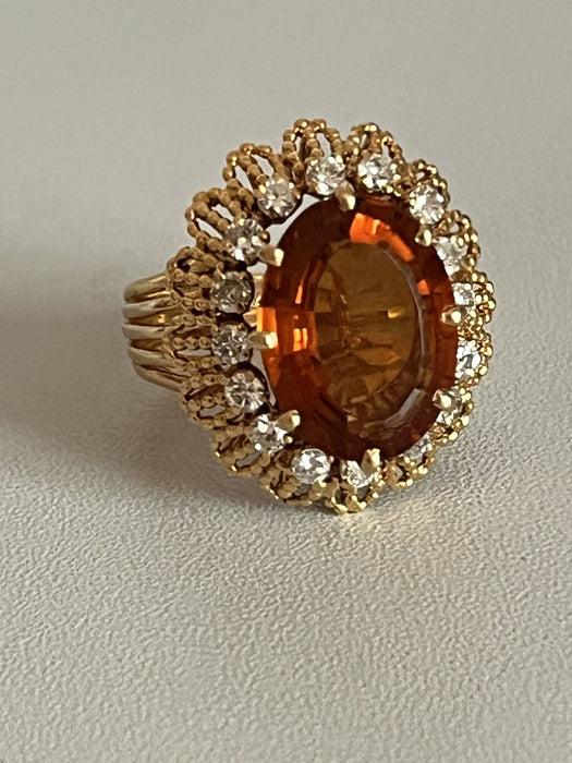 Bague 58 Bague Or Jaune Citrine Diamants 58 Facettes 5051