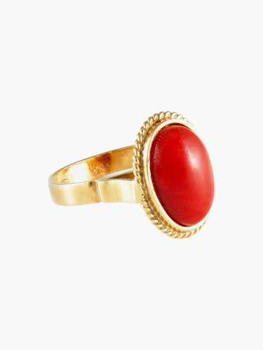 Bague Bague Ancienne Or Jaune et Corail 58 Facettes