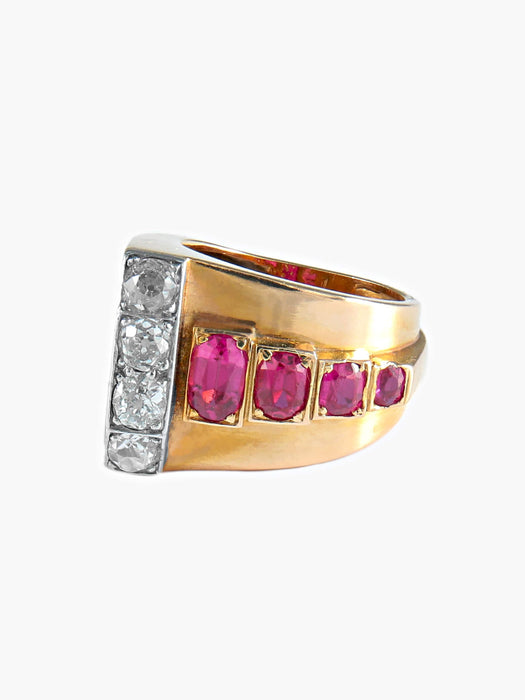 Bague 52 Bague rubis diamants or jaune 58 Facettes 54-6