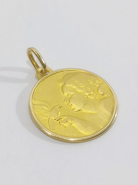 Pendentif Médaille Ange et Colombe 58 Facettes