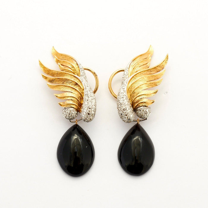 Boucles d'oreilles Pendants d'oreilles Ailes d'or Diamants 58 Facettes