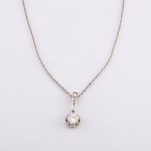 Pendentif Pendentif diamant, Art Déco et sa chaine, platine 58 Facettes