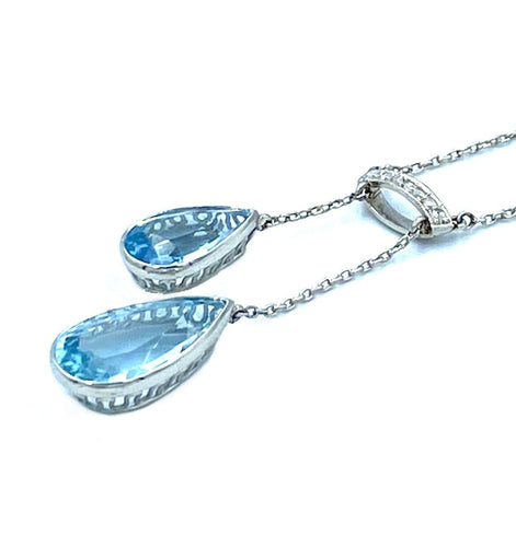 Collier Collier Lavallière Diamants Aigues-marines 58 Facettes