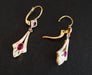 2-Tone Gold Sleeper Earrings, Red Stones 58 Facettes