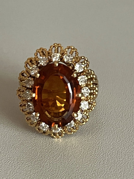 Bague 58 Bague Or Jaune Citrine Diamants 58 Facettes 5051