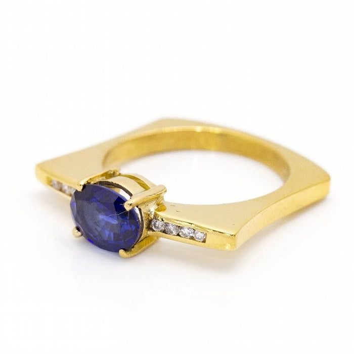 Bague 55 KLASH ring in yellow gold, sapphire and diamonds 58 Facettes D360264JE