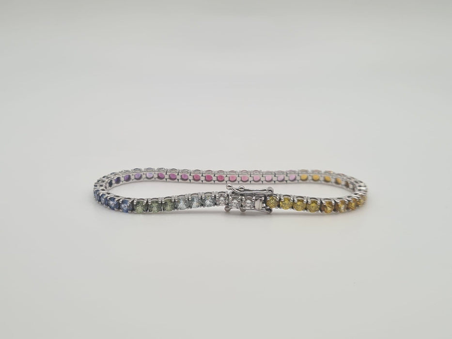 Bracelet Bracelet Or blanc Saphir arc-en-ciel 58 Facettes