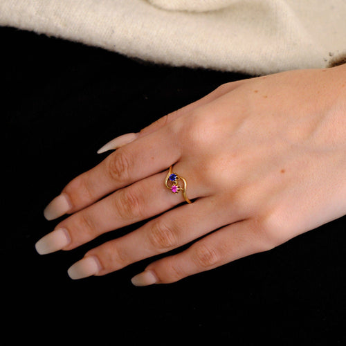 Bague 58 Bague Toi & Moi pierres rouge et bleue 58 Facettes 1