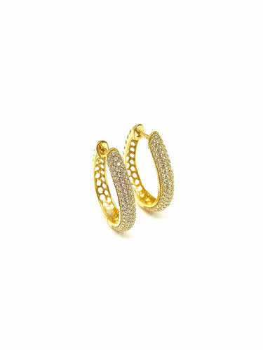 Boucles d'oreilles Créoles en or jaune, diamants synthétiques 58 Facettes
