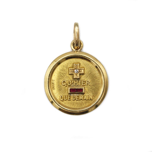 Pendentif Médaille d'amour en Or jaune, diamant & rubis 58 Facettes 230110R