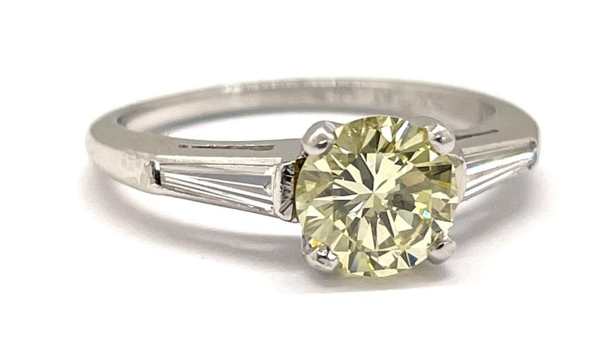 Bague 52 Bague Platine Diamant Fancy Yellow 1.05 carat 58 Facettes