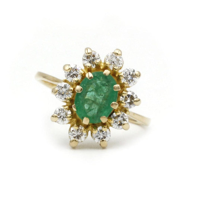 Bague Marguerite - Or, émeraude & diamants 58 Facettes 230168R