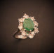 Ring 53 Emerald And Diamond Marguerite Ring, White Gold 58 Facettes 888314