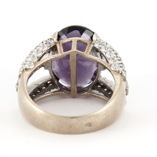 Bague 59 Bague Cocktail améthyste et pierres blanches 58 Facettes 1