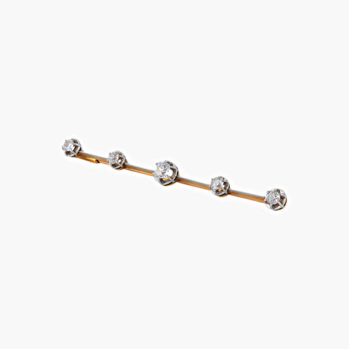Broche Broche, or jaune, platine et 5 diamants 58 Facettes