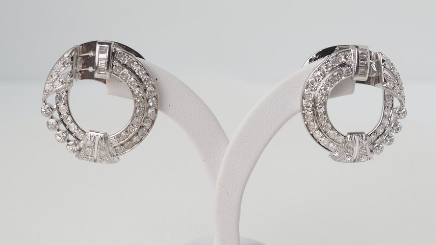 Boucles d'oreilles Boucles d'oreilles or blanc et diamants 58 Facettes 32307 O